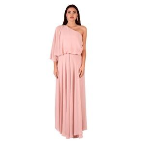 Love In Dusty Rose One Shoulder Draped Bodice Midi Dress